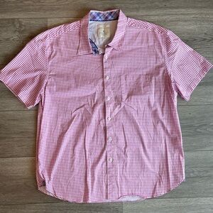 Con.struct Men’s Short Sleeve Button Down Shirt Stretch Gingham Plaid Berry XXL